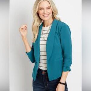 MAURICES Women Teal Open Front Blazer | M